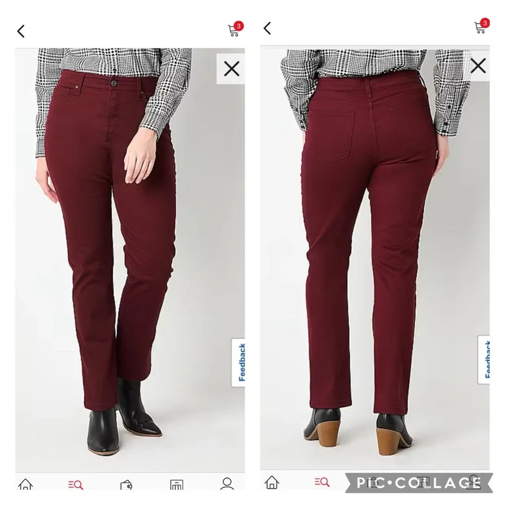 St John’s Bay straight leg Jean burgundy wine Size 10 petite - Picture 16 of 16